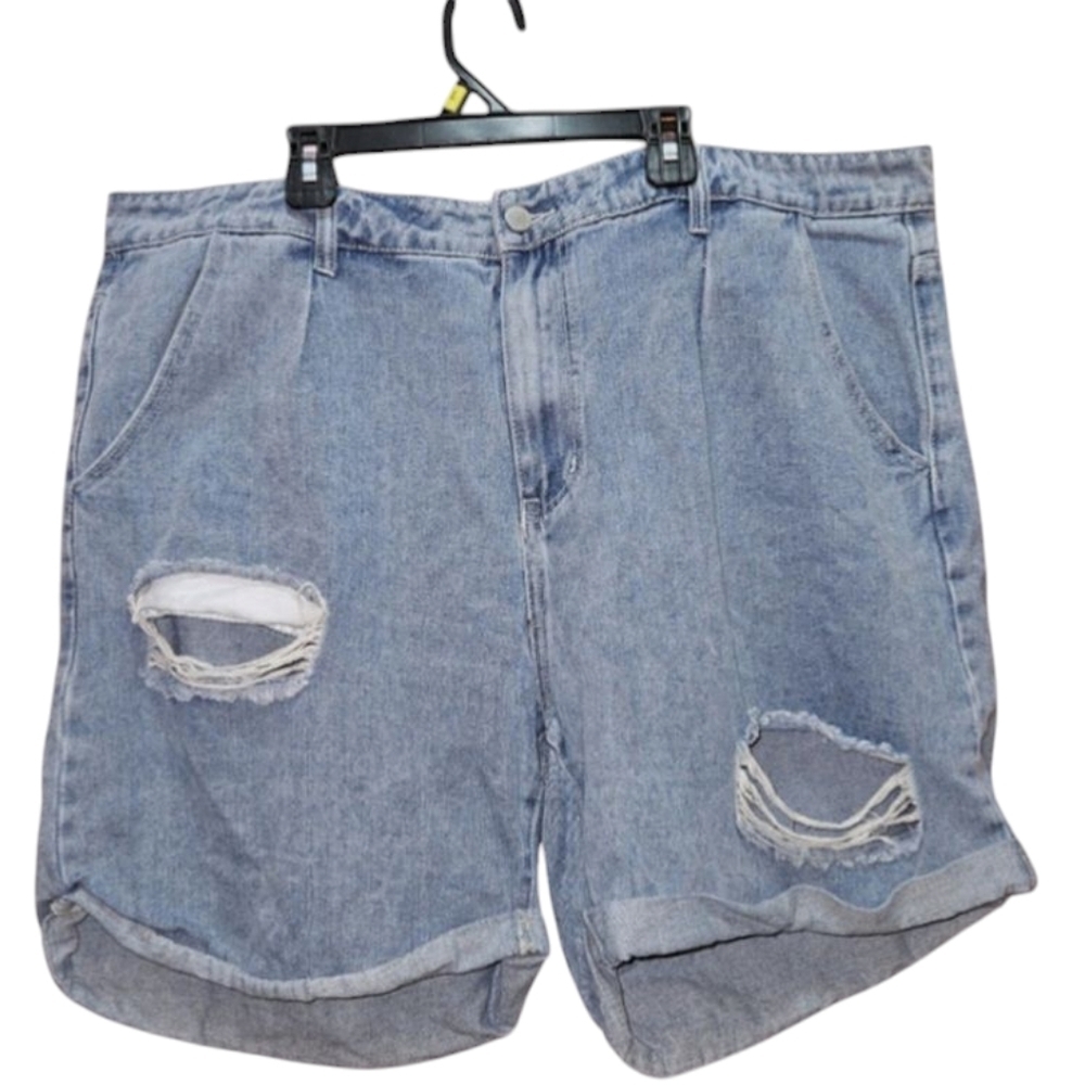 Shein Distressed Denim Shorts Women's 3XL Blue